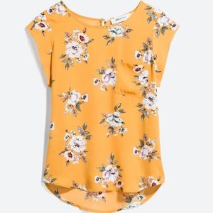 Aliceblue Floral Yellow Women's Top